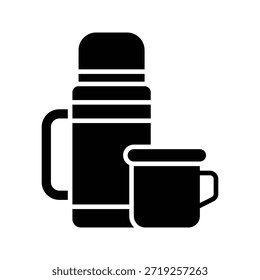 Ilustração térmica do vetor da engrenagem de inverno da garrafa, ícone do estilo sólido