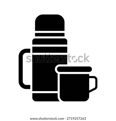 Thermos Bottle Winter Gear Vector Illustration, Solid Style Icon