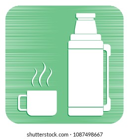 Thermos container icon, camping and hiking equipment. Vector illustration

