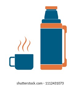 Thermos icon vector, filled flat sign, solid pictogram isolated on white.  Vacuum flask symbol, logo illustration. Stock Vector