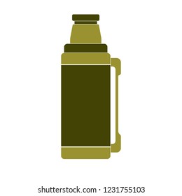 Thermos container icon, camping and hiking equipment. Vector illustration

