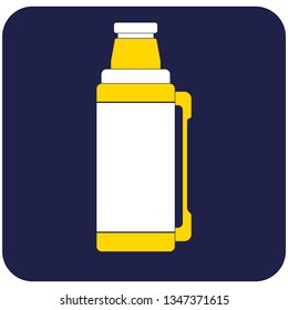 Thermos container icon, camping and hiking equipment. Vector illustration


