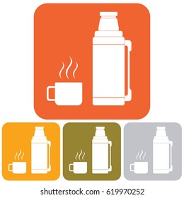 Thermos container icon, camping and hiking equipment. Vector illustration


