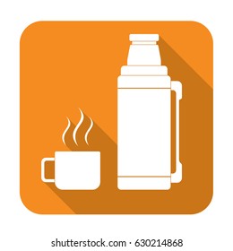 Thermos container icon, camping and hiking equipment. Vector illustration


