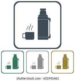 Thermos container icon, camping and hiking equipment. Vector illustration

