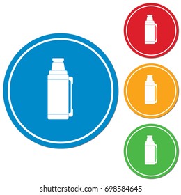 Thermos container icon, camping and hiking equipment. Vector illustration

