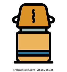 Thermos container icon. Outline thermos container vector icon for web design isolated on white background color flat