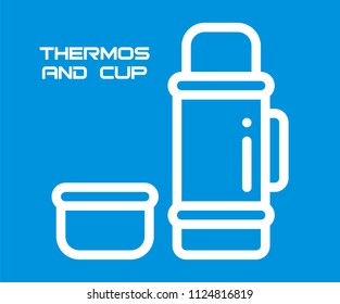 THERMOS AND CUP VECTOR ICON 