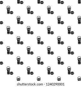 Thermos drink burger lunch pattern seamless vector repeat for any web design