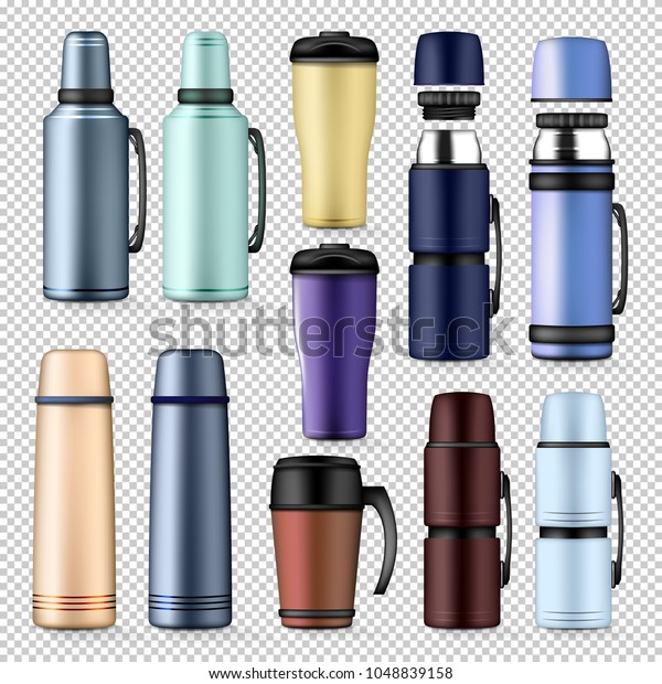 Download Thermos Drink Container Mockup Set Realistic Stock Vector Royalty Free 1048839158