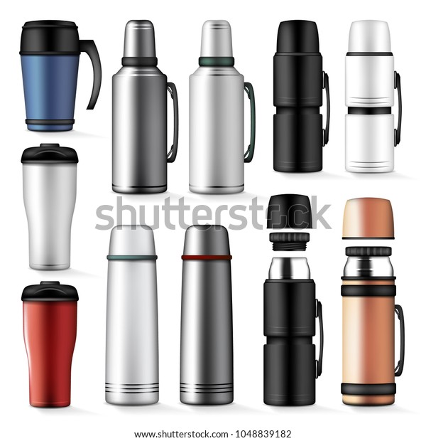 Download Thermos Drink Container Mockup Set Realistic Stock Vector Royalty Free 1048839182