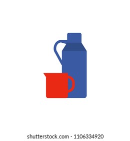 thermos flask colored illustration. Element of camping icon for mobile concept and web apps. Flat design thermos flask colored illustration can be used for web and mobile on white background
