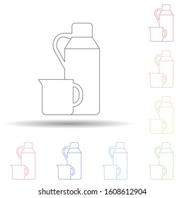 Thermos flask colored in multi color style icon. Simple thin line, outline vector of camping icons for ui and ux, website or mobile application