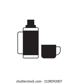 Thermos flask  icon in black flat glyph, filled style isolated on white background