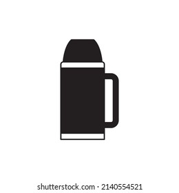 Thermos flask  icon in black flat glyph, filled style isolated on white background