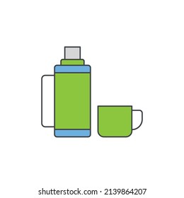Thermos flask  icon in color icon, isolated on white background 