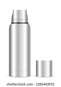 Thermos flask on a white background. Vector illustration.