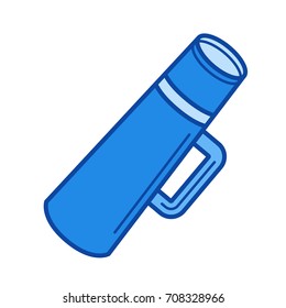 Thermos flask vector line icon isolated on white background. Thermos flask line icon for infographic, website or app. Blue icon designed on a grid system.