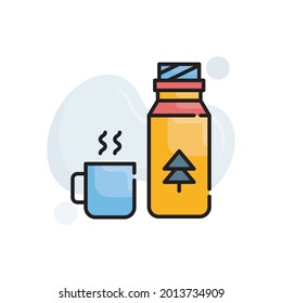 Thermos flask vector outline filled icon style illustration. EPS 10 file 