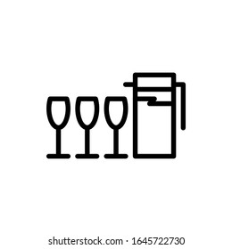 Thermos and glasses icon in trendy outline style isolated on background