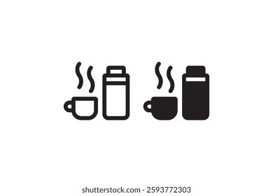 Thermos and Hot Drink Icon Set Vector