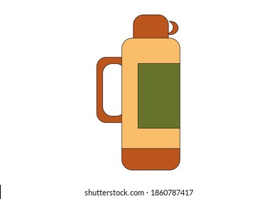 Thermos of hot drinks. Drink on the go. Hot drink coffee, cocoa, tea