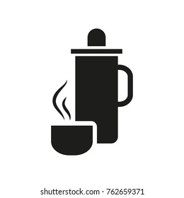 Thermos with hot tea icon