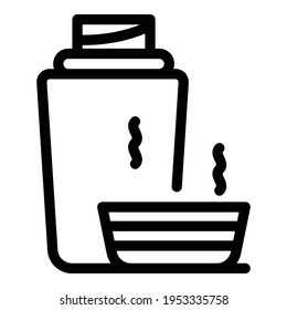 Thermos hot tea icon. Outline thermos hot tea vector icon for web design isolated on white background