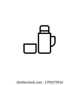 Thermos icon  in black line style icon, style isolated on white background