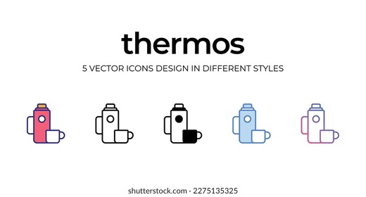 diseño de iconos termos en estilo Cinco con Stroke editable. Línea, Sólido, Línea plana, Color de tono Duo y Línea de degradado de color. Adecuado para diseño de páginas Web, aplicaciones móviles, UI, UX y GUI.