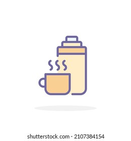 Thermos icon in filled outline style. For your design, logo. Vector illustration.