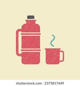 Thermos icon. Flat icon in retro style. Vector Illustration