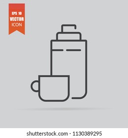 Thermos icon in flat style isolated on grey background. For your design, logo. Vector illustration.