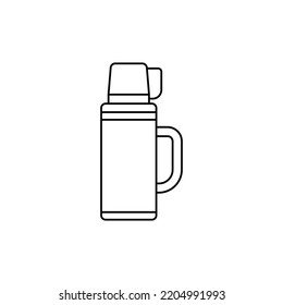 Icono Thermos en el icono de estilo de línea, aislado en el fondo blanco