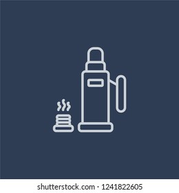 Thermos icon. Thermos linear design concept from Camping collection. Simple element vector illustration on dark blue background.