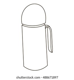 Thermos icon in outline style isolated on white background. Utensils symbol vector illustration