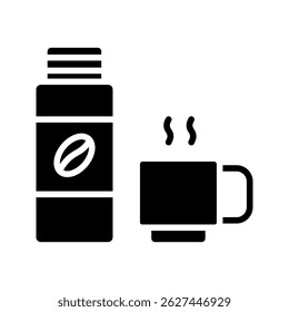 thermos icon with perfect and black lines,
thermos icon with an Adventure theme