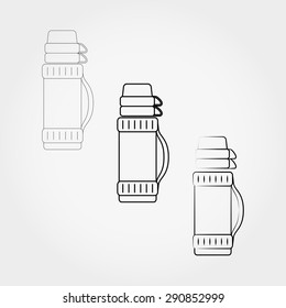 Thermos icon set for web and mobile application.Set includes an object made of thin, thick, curly line. Vector illustration on a white background.