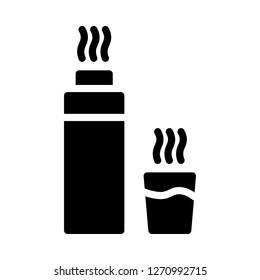 Thermos Icon Vector Illustration in Glyph Style for Any Purpose