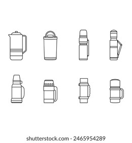 Thermos icon vector set. Thermal mug illustration sign collection. Hot drink symbol or logo.
