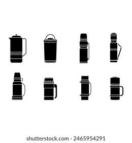 Thermos icon vector set. Thermal mug illustration sign collection. Hot drink symbol or logo.