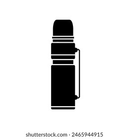 Vector de iconos de termos. Ilustración de la taza térmica. Símbolo o logotipo de bebida caliente.