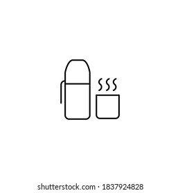 Icono Termos. Icono de invierno. Simple, plano, contorno, negro.