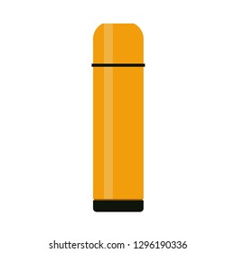 Thermos illustration warm aluminum lid beverage vector icon. Flat hand sport cup silhouette travel flask isolated white