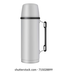 Thermos jug mockup. Realistic illustration of thermos jug vector mockup for web design isolated on white background