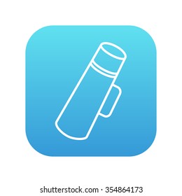 Thermos line icon for web, mobile and infographics. Vector white icon on the blue gradient square with rounded corners isolated on white background.