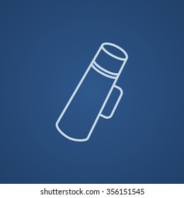 Thermos line icon for web, mobile and infographics. Vector light blue icon isolated on blue background.