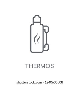 Thermos linear icon. Modern outline Thermos logo concept on white background from camping collection. Suitable for use on web apps, mobile apps and print media.