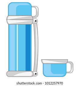 Thermos for liquid on white background is insulated