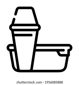 thermos and lunchbox line icon vector. thermos and lunchbox sign. isolated contour symbol black illustration